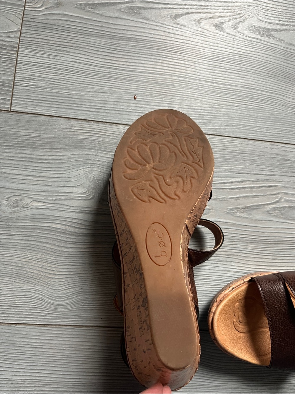 b.o.c. Dark Brown Leather Strappy Wedge Sandals - Picture 5 of 6